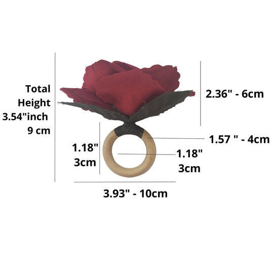 Maison Charlo Wholesale Set of 20 Wholesale Red Colombiana Rose Flower Rosebud Napkin Rings Ecofriendly Pack-1
