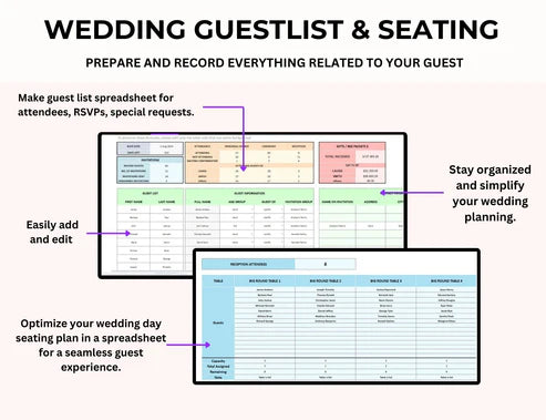 Wedding Budget and Planning Spreadsheet Excel and Google Sheets