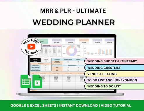 Wedding Budget and Planning Spreadsheet Excel and Google Sheets