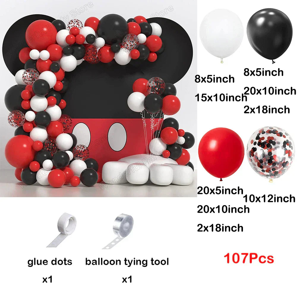 Vibrant Red and Black Balloon Garland Arch Kit with Confetti Balloons - Color: No. 6-1