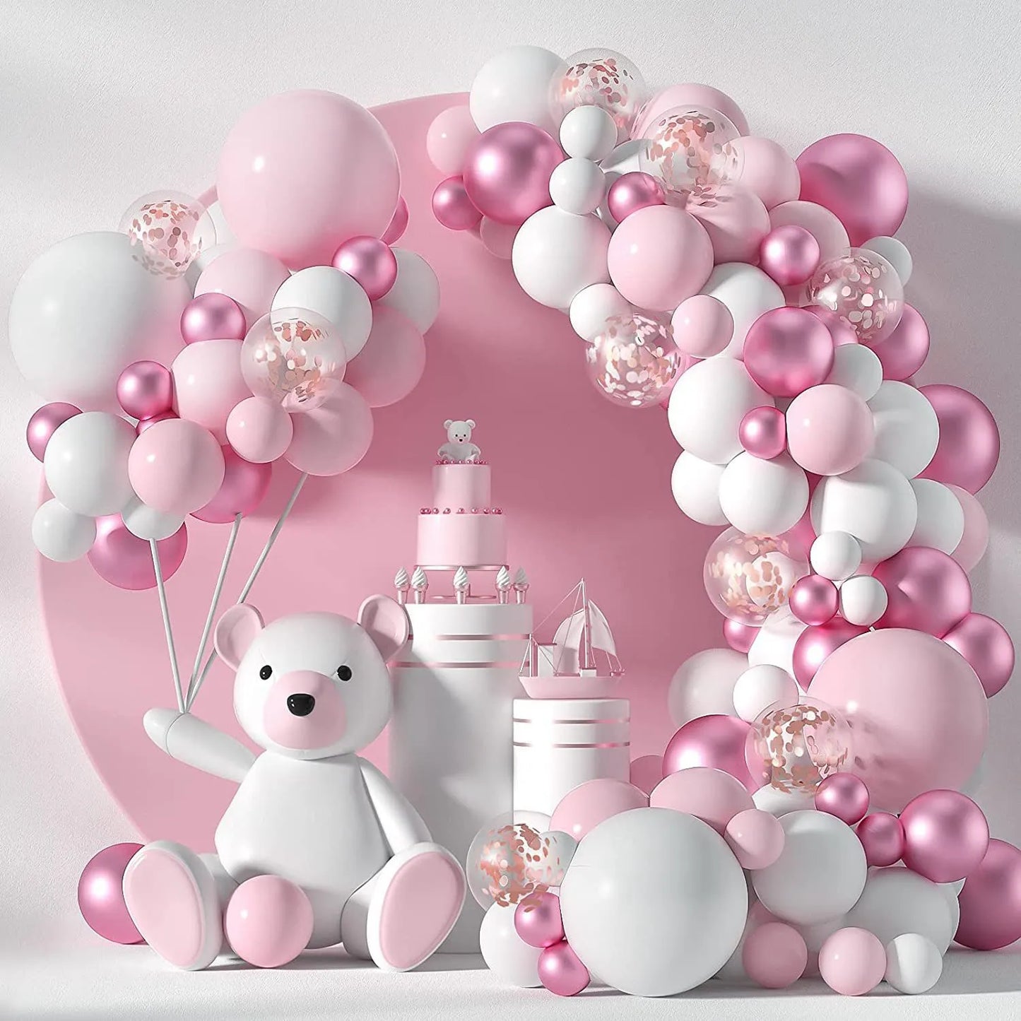 Mesmerizing Macaron Pink Balloon Garland Arch Kit - Style 1 (125 Pieces)-2